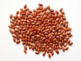 Natural and Organic Brown Tomato Seeds - Top View on White Background. Perfect for Planting Healthy and Tasty Vegetables