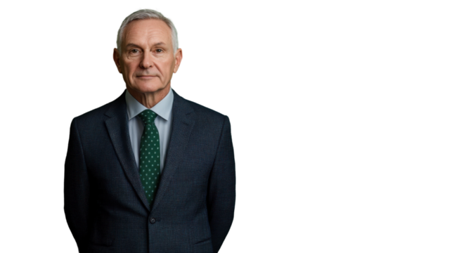 Senior businessman posing with transparent background