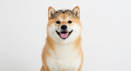 Happy Shiba Inu Dog with Hedgehog Hairdo Cute Pet Portrait