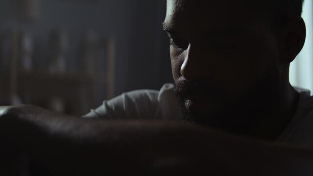 Broken African American feels bad of negative thoughts
