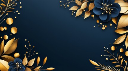 Golden anniversary card template for luxury events and weddings. Blue and gold design for a grand celebration. Creative and elegant design for thank you notes, event conferences, and more.