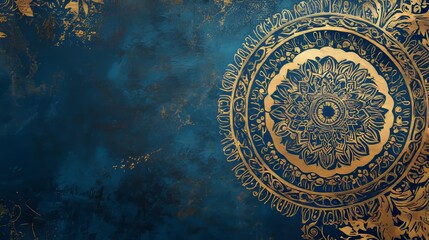 Golden anniversary card template for luxury events and weddings. Blue and gold design for a grand celebration. Creative and elegant design for thank you notes, event conferences, and more.