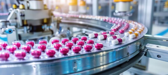 Advanced Pharmaceutical Facility with Automated Pill Packaging Robots for Efficient Medicine Production