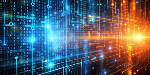 Obraz premium Binary Code Flow A Digital Highway of Information in a World of 0s and 1s