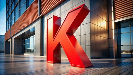 Red Letter K Architectural Photography: Bold Monogram on Modern Building