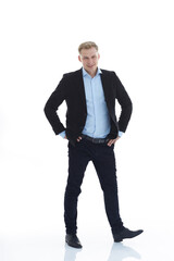 Fototapeta premium in full growth. a smiling guy in a stylish business suit .