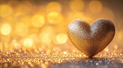 Obraz premium Golden Glitter Heart on Sparkling Background