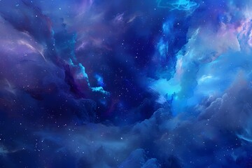 Obraz premium celestial enchantment: an ethereal scene of cosmic blues and purples. generative ai