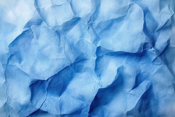 Fototapeta premium Crumpled Blue Paper Texture with White Grunge Border for Background Design