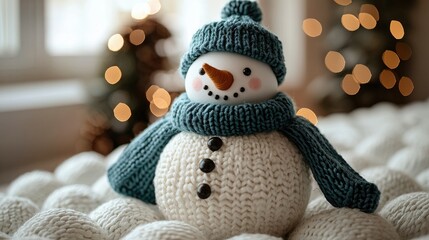 Knit Snowman Decorated For Winter Holidays
