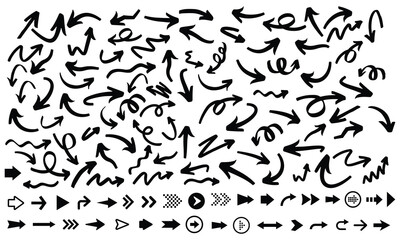 Hand drawn line arrow set