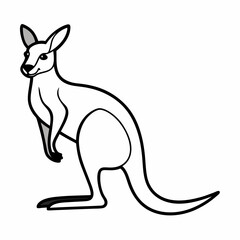 Simple a Kangaroo line art vector design white background
