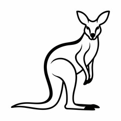 Simple a Kangaroo line art vector design white background