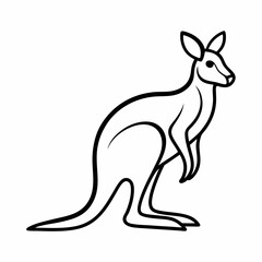 Simple a Kangaroo line art vector design white background