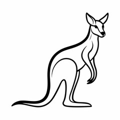 Simple a Kangaroo line art vector design white background