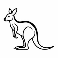 Simple a Kangaroo line art vector design white background