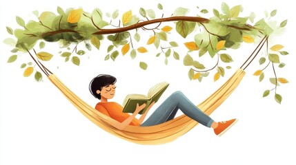 Relaxing in a Hammock with a Book on a Sunny Day