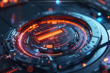 Futuristic Robotics Control UI with Progress Bar and Metallic Glowing 3D Elements for Tech Design