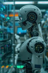 Fototapeta premium Futuristic Research Lab with AI Integrated Robotic Systems for Industrial Automation Design