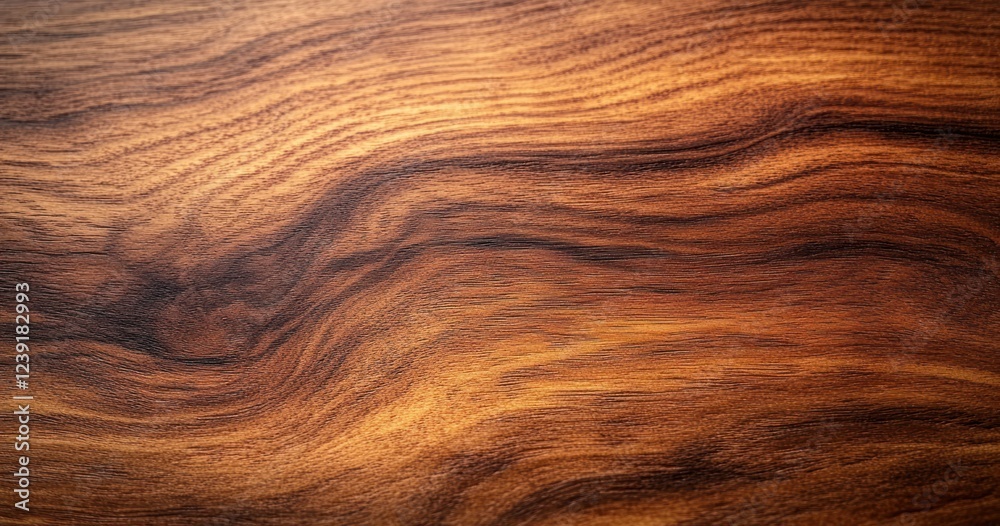 Aufkleber Hyper-realistic Walnut Wood Texture Close-up with Rich Grain Patterns and Soft Natural Light