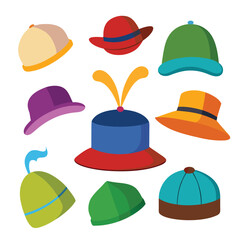 Hats and Caps Vector Collection ? Cartoon, Clipart & Line Art Designs.eps
