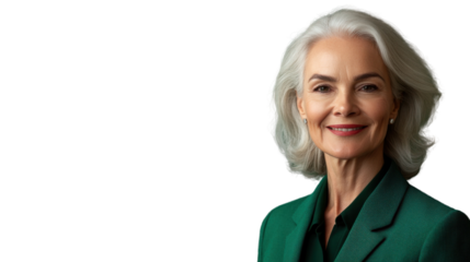 Smiling senior businesswoman with transparent background