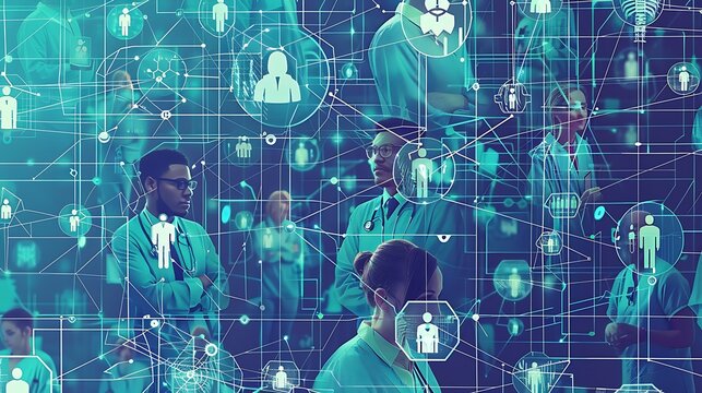 Health Information Exchange (HIE), the exchange of health information between healthcare providers with an image depicting seamless sharing of patient records across healthcare networks