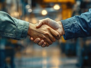 Fototapeta premium Handshake in Warehouse Between Manager and Employee
