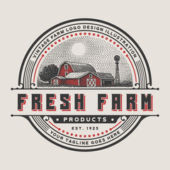 Fresh farm logo vintage illustration