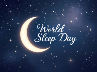 World sleep day celebration: starry night theme for posters and cards