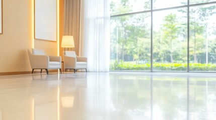 Fototapeta premium Retirement home with modern architecture and spacious interiors, clean design and welcoming environment under bright sunlight
