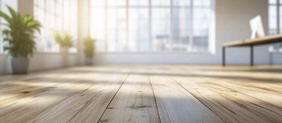 Sunlight Streaming Through Windows onto Light Wood Floor