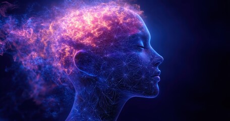 Digital Disintegration of Human Face in Futuristic AI Concept Art