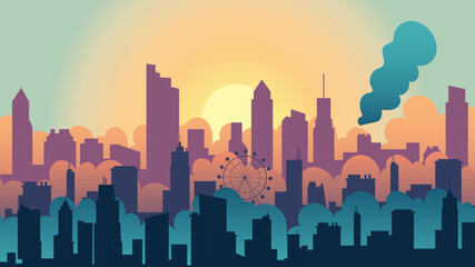 Air Pollution Landscape Vector Art 3