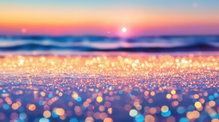 luminescent plankton glowing in shallow ocean waves at night, magical natural light, minimalistic style