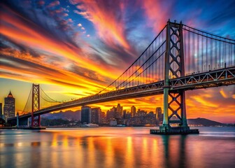 Obraz premium San Francisco North Beach Skyline with Bay Bridge at Sunset - Architectural Photography