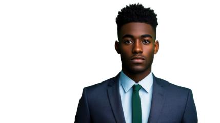 Serious businessman portrait on transparent background