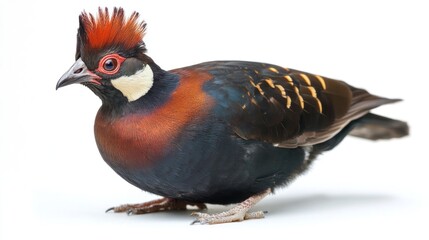 Chestnut-breasted partridge, bird profile, white background, wildlife