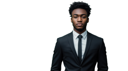 Confident businessman posing on transparent background