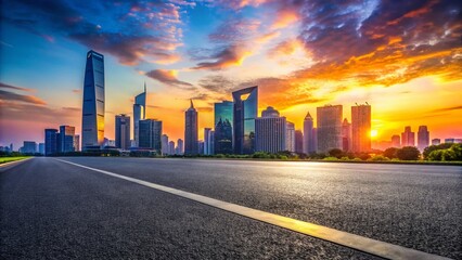 Obraz premium Scenic Suzhou Skyline at Sunset with Bokeh Effect