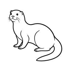 Otter Art Vector Illustration - Otter Outline and Drawing Vector Design