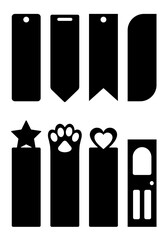 Blank Bookmark Design Template Silhouettes with and without Ribbon Hole Cut Outs
