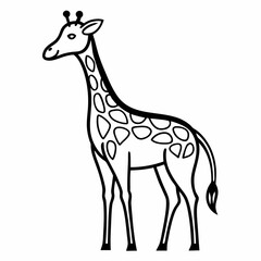 Simple a Giraffe line art vector design white background