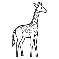 Simple a Giraffe line art vector design white background