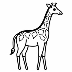 Simple a Giraffe line art vector design white background