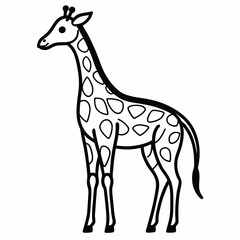 Simple a Giraffe line art vector design white background