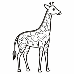 Obraz premium Simple a Giraffe line art vector design white background