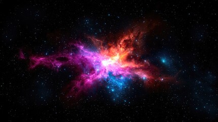 Fototapeta premium Vibrant Cosmic Nebula with Colorful Gas Clouds and Starry Background