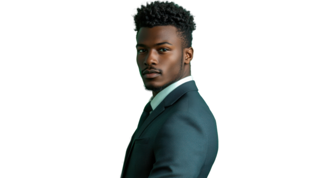 Confident businessman turning back on transparent background - Powered by Adobe