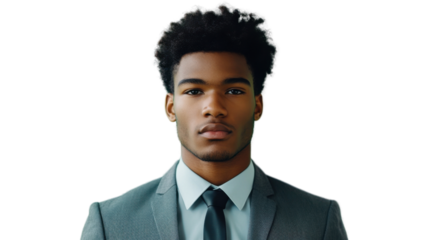 Confident businessman posing with transparent background